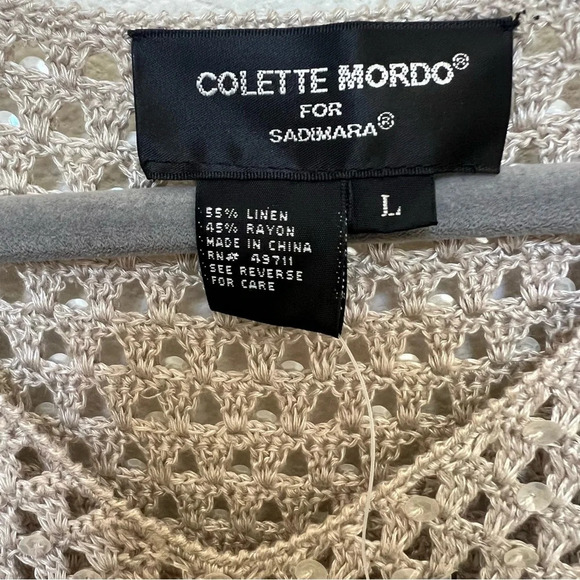 Colette Mordo for Sadimara Linen Blend Open Knit Sweater Beige Size Large NWT - Picture 5 of 9